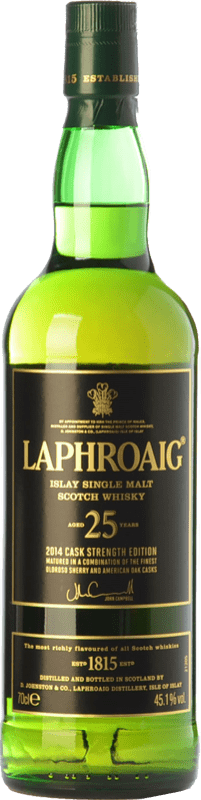 636,95 € Envio grátis | Whisky Single Malt Laphroaig Cask Strength Islay Reino Unido 25 Anos Garrafa 70 cl