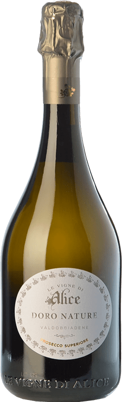 14,95 € Бесплатная доставка | Белое игристое Le Vigne di Alice Doro Природа Брута D.O.C.G. Prosecco di Conegliano-Valdobbiadene Treviso Италия Glera бутылка 75 cl