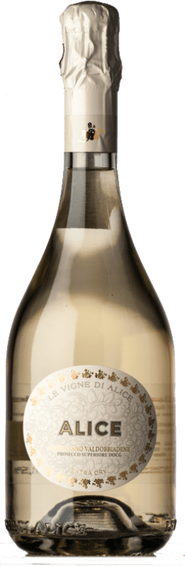 16,95 € 免费送货 | 白起泡酒 Le Vigne di Alice 额外的干燥 D.O.C.G. Prosecco di Conegliano-Valdobbiadene 特雷维索 意大利 Glera 瓶子 75 cl