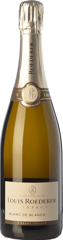 122,95 € Envio grátis | Espumante branco Louis Roederer Blanc de Blancs Grande Reserva A.O.C. Champagne Champagne França Chardonnay Garrafa 75 cl
