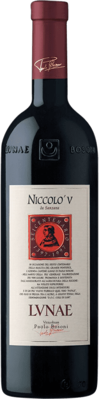 29,95 € Free Shipping | Red wine Lunae Niccolò V D.O.C. Colli di Luni Liguria Italy Merlot, Sangiovese, Pollera Nera Bottle 75 cl