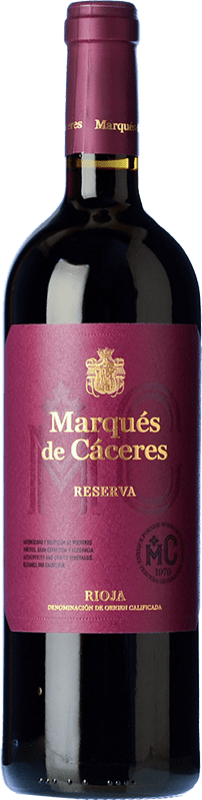 18,95 € Бесплатная доставка | Красное вино Marqués de Cáceres Резерв D.O.Ca. Rioja Ла-Риоха Испания Tempranillo, Grenache, Graciano бутылка 75 cl