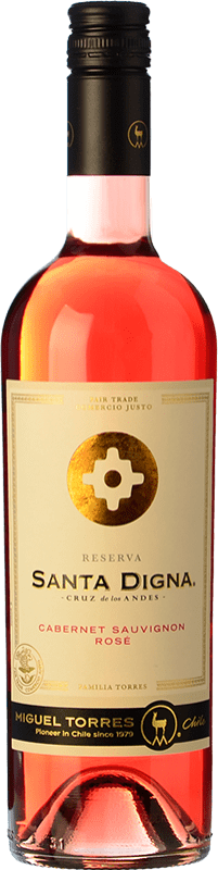 10,95 € Kostenloser Versand | Rosé-Wein Miguel Torres Santa Digna Jung I.G. Valle Central Zentrales Tal Chile Cabernet Sauvignon Flasche 75 cl