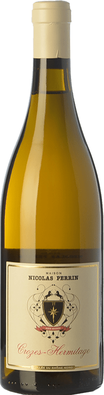 22,95 € Spedizione Gratuita | Vino bianco Nicolas Perrin Blanc Crianza A.O.C. Crozes-Hermitage Rhône Francia Marsanne Bottiglia 75 cl