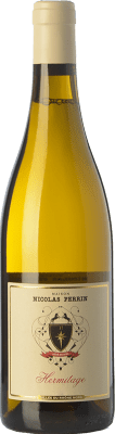 44,95 € Envío gratis | Vino blanco Nicolas Perrin Blanc Crianza A.O.C. Hermitage Rhône Francia Roussanne, Marsanne Botella 75 cl