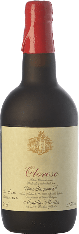 182,95 € Free Shipping | Fortified Wine Pérez Barquero 1955 Solera, Oloroso D.O. Montilla-Moriles Andalusia Spain Pedro Ximénez Bottle 75 cl
