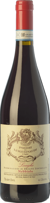 18,95 € Spedizione Gratuita | Vino rosso Einaudi D.O.C. Langhe Piemonte Italia Nebbiolo Bottiglia 75 cl
