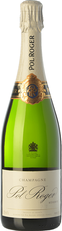 63,95 € Kostenloser Versand | Weißer Sekt Pol Roger Brut Reserve A.O.C. Champagne Champagner Frankreich Spätburgunder, Chardonnay, Pinot Meunier Flasche 75 cl