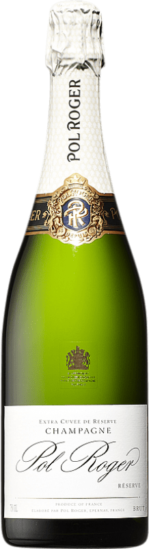 64,95 € 送料無料 | 白のスパークリングワイン Pol Roger Brut — ブリュット レセルバ A.O.C. Champagne シャンパン フランス Pinot Noir — ピノ・ノワール, Chardonnay — シャルドネ, Pinot Meunier — ピノ・ムニエ ボトル 75 cl