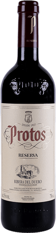 29,95 € 免费送货 | 红酒 Protos 预订 D.O. Ribera del Duero 卡斯蒂利亚莱昂 西班牙 Tempranillo 瓶子 75 cl