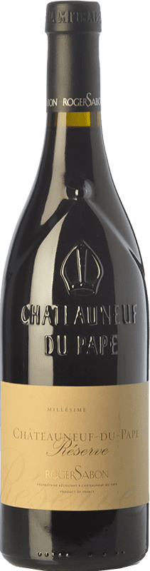 43,95 € Envío gratis | Vino tinto Roger Sabon Cuvée Reserva A.O.C. Châteauneuf-du-Pape Rhône Francia Syrah, Garnacha, Monastrell Botella 75 cl