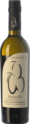 19,95 € Free Shipping | Fortified wine Sacristía AB Selección Manzanilla P Rama 1 Saca D.O. Manzanilla-Sanlúcar de Barrameda Andalusia Spain Palomino Fino Half Bottle 37 cl