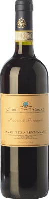 29,95 € Free Shipping | Red wine San Giusto a Rentennano Le Baròncole D.O.C.G. Chianti Classico Tuscany Italy Sangiovese, Canaiolo Black Bottle 75 cl