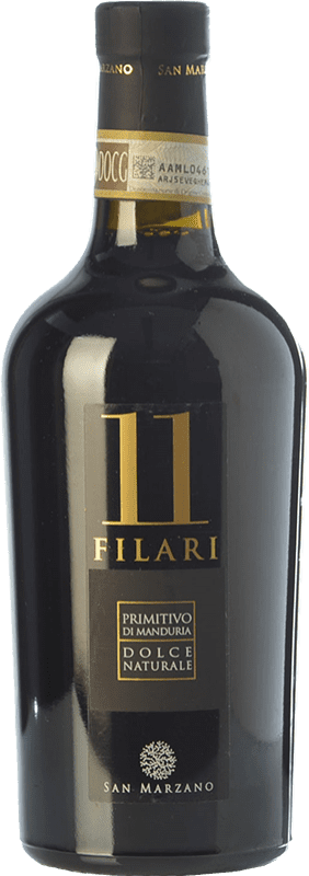 17,95 € Kostenloser Versand | Süßer Wein San Marzano 11 Filari D.O.C.G. Primitivo di Manduria Dolce Naturale Apulien Italien Primitivo Medium Flasche 50 cl