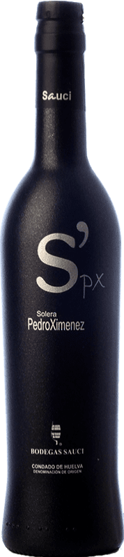 24,95 € Envío gratis | Vino Dulce Sauci S' PX Solera D.O. Condado de Huelva Andalucía España Pedro Ximénez Botella Medium 50 cl