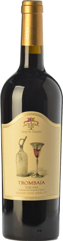 36,95 € Envoi gratuit | Vin Rouge Tenute Perini Trombaia I.G.T. Toscana Toscane Italie Merlot, Sangiovese Biologique Bouteille 75 cl