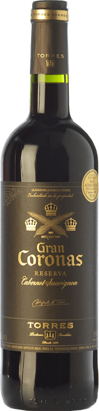 19,95 € Envío gratis | Vino tinto Torres Gran Coronas Reserva D.O. Penedès Cataluña España Tempranillo, Cabernet Sauvignon Botella 75 cl