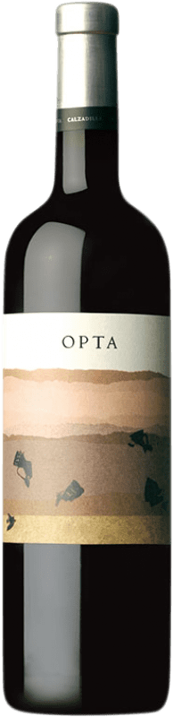 12,95 € Бесплатная доставка | Красное вино Uribes Madero Calzadilla Opta Crianza — Крианса I.G.P. Vino de la Tierra de Castilla Кастилья-Ла-Манча Испания Tempranillo — Темпранильо, Syrah — Сира, Garnacha — Гренаш Бутылка 75 cl