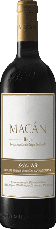 101,95 € Free Shipping | Red wine Vega Sicilia Macán D.O.Ca. Rioja The Rioja Spain Tempranillo Bottle 75 cl