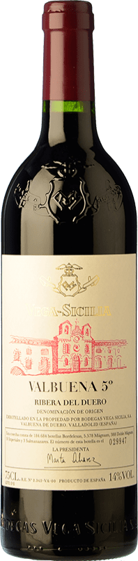 345,95 € 免费送货 | 红酒 Vega Sicilia Valbuena 5º año 预订 D.O. Ribera del Duero 卡斯蒂利亚莱昂 西班牙 Tempranillo, Merlot 瓶子 75 cl