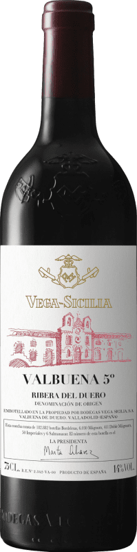 209,95 € Spedizione Gratuita | Vino Rosso Vega Sicilia Valbuena 5º año Riserva D.O. Ribera del Duero Castilla y León Spagna Tempranillo, Merlot Bottiglia 75 cl