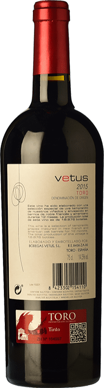 17,95 € Free Shipping | Red wine Vetus Crianza D.O. Toro Castilla y León Spain Tinta de Toro Bottle 75 cl