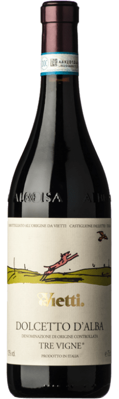 23,95 € Бесплатная доставка | Красное вино Vietti Tre Vigne D.O.C.G. Dolcetto d'Alba Пьемонте Италия Dolcetto бутылка 75 cl