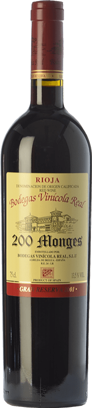 69,95 € Бесплатная доставка | Красное вино Vinícola Real 200 Monges Гранд Резерв D.O.Ca. Rioja Ла-Риоха Испания Tempranillo, Graciano, Mazuelo бутылка 75 cl