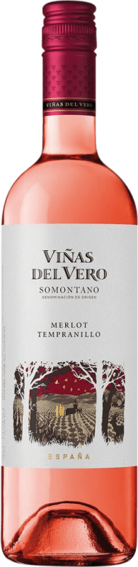 6,95 € Free Shipping | Rosé Wine Viñas del Vero Merlot-Tempranillo Young D.O. Somontano Aragon Spain Tempranillo, Merlot Bottle 75 cl