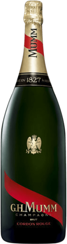 289,95 € 免费送货 | 白起泡酒 G.H. Mumm Cordon Brut — 起泡酒 干型 Rouge — 红色 特级珍藏 A.O.C. Champagne 香槟酒 法国 Pinot Noir — 黑皮诺, Chardonnay — 莎当妮, Pinot Meunier — 黑皮诺·莫尼耶 双大瓶 — Jeroboam-Double Magnum 3 L