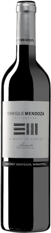 14,95 € Бесплатная доставка | Красное вино Enrique Mendoza Cabernet Monastrell Crianza — Крианса D.O. Alicante Сообщество Валенсии Испания Cabernet Sauvignon — Каберне Совиньон, Monastrell — Монастрель 75 cl