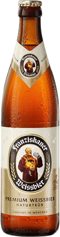 64,95 € Envio grátis | Caixa de 20 unidades Cerveja Spaten-Franziskaner Weissbier Natur Garrafa Medium 50 cl
