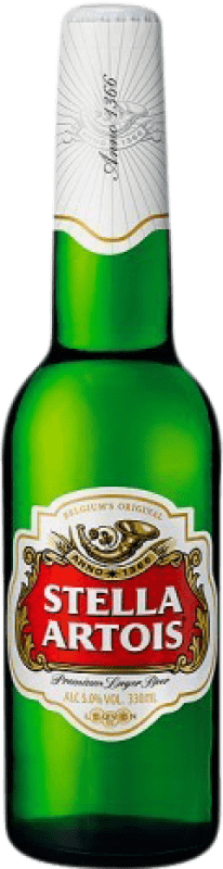 6,95 € 免费送货 | 盒装4个 啤酒 Interbrew Stella Artois Lager 比利时 三分之一升瓶 33 cl