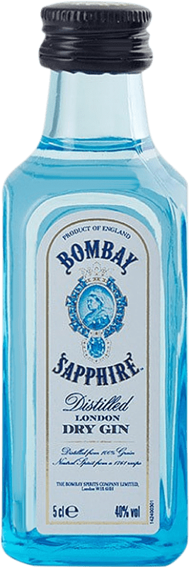 3,95 € Spedizione Gratuita | Genever Gin Bombay Sapphire Regno Unito Bottiglietta Mignon 5 cl