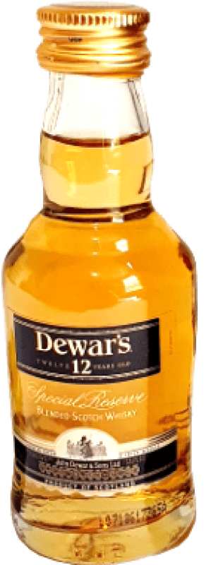 4,95 € Spedizione Gratuita | Whisky Blended Dewar's White Label Regno Unito 12 Anni Bottiglietta Mignon 5 cl