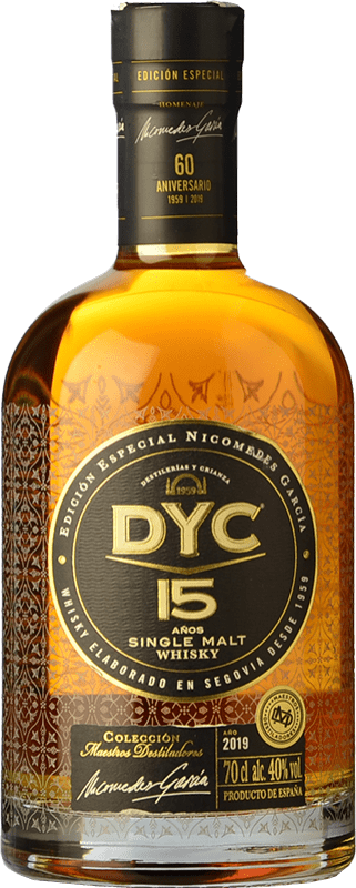 51,95 € Spedizione Gratuita | Whisky Single Malt DYC Spagna 15 Anni Bottiglia 70 cl