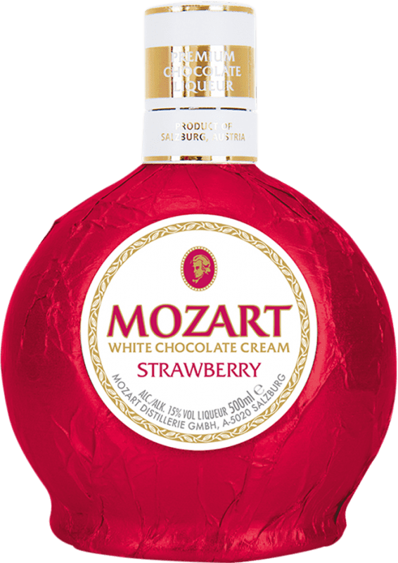 19,95 € Envío gratis | Crema de Licor Suntory Mozart Fresa y Chocolate Blanco Botella Medium 50 cl