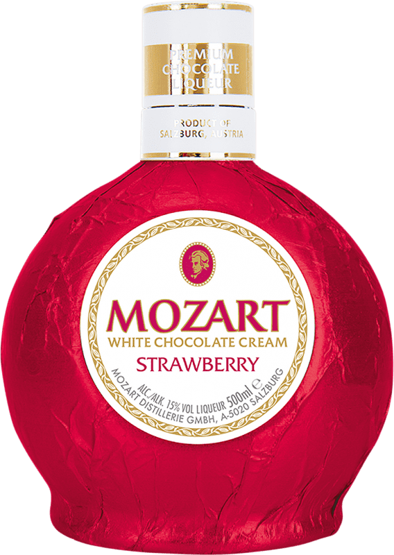 17,95 € 送料無料 | クリームリキュール Suntory Mozart 日本 ミディアムボトル 50 cl White Chocolate — ホワイトチョコレート, Strawberry — いちご