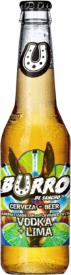 34,95 € Envío gratis | Caja de 24 unidades Cerveza La Sagra Burro de Sancho al Vodka & Lima Botellín Tercio 33 cl