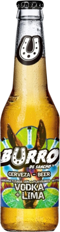 34,95 € Envoi gratuit | Boîte de 24 unités Bière La Sagra Burro de Sancho al Vodka & Lima Espagne Bouteille Tiers 33 cl