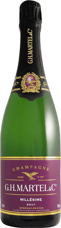 87,95 € Бесплатная доставка | Белое игристое вино G.H. Martel Brut — брют Millésimé A.O.C. Champagne шампанское Франция Pinot Noir — Пино Нуар, Chardonnay — Шардоне, Pinot Meunier — Пино Менье 75 cl