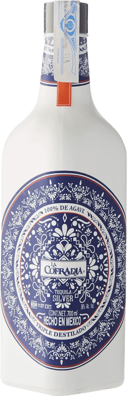 72,95 € Бесплатная доставка | Текила La Cofradía One Blanco — Белый, Ceramic Porcelain — Керамический фарфор Мексика 70 cl