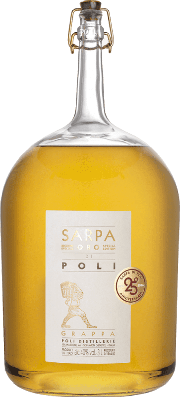 179,95 € Free Shipping | Grappa Poli Sarpa Oro Big Mama Italy Special Bottle 3 L