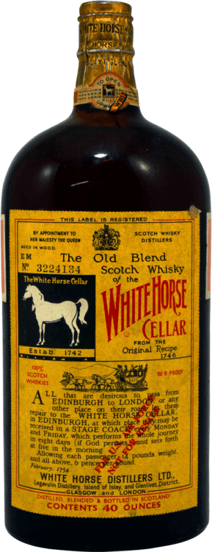 949,95 € Kostenloser Versand | Blended Whisky White Horse 40 Ounces at Lagavulin Distillery 1.18 L 1970's Großbritannien Flasche 1 L Sammlerstück Nicht zum Verzehr Geeignet