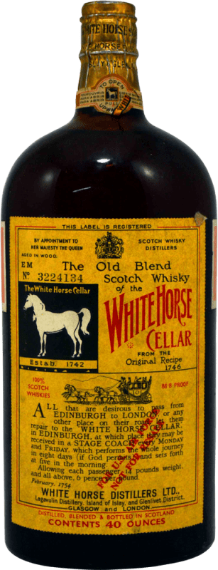 1 092,95 € Kostenloser Versand | Whiskey Blended White Horse 40 Ounces at Lagavulin Distillery 1.18 L Sammlerexemplar aus den 1970er Jahren Großbritannien Flasche 1 L