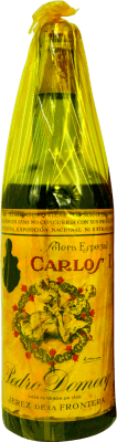 86,95 € Spedizione Gratuita | Brandy Pedro Domecq Carlos I en Caja Granate Esemplare da Collezione anni '60 Spagna Bottiglia 75 cl