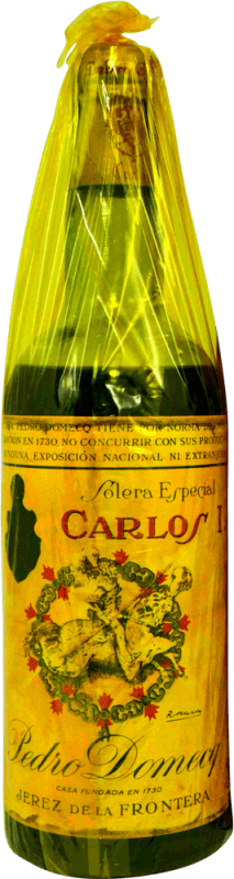 76,95 € Envío gratis | Brandy Pedro Domecq Fundador Carlos I en Caja Granate 1960's Ejemplar Coleccionista España Botella 75 cl