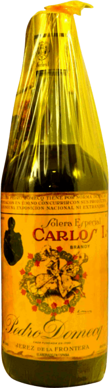 129,95 € Envío gratis | Brandy Pedro Domecq Fundador Carlos I en Caja Muhlberg 1970's Ejemplar Coleccionista España Botella 75 cl