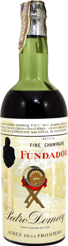 23,95 € Envio grátis | Brandy Conhaque Pedro Domecq Fundador Estilo Fine Champagne Espécime de Colecionador década de 1970 Espanha Garrafa 75 cl