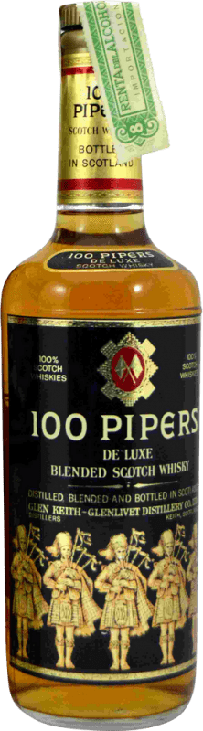 55,95 € Envio grátis | Whisky Blended Glenlivet 100 Pipers Glenlivet Destillery Espécime de Colecionador década de 1970 Reino Unido Garrafa 75 cl